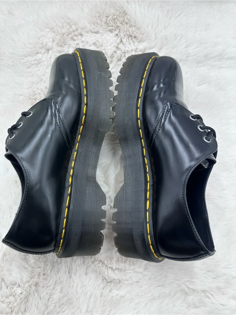 Dr. Martens 1461 Quad Platform Black Smooth Leather Shoes Mens Size 8